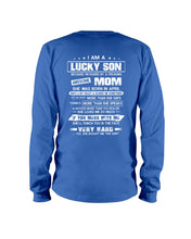 Load image into Gallery viewer, Lucky Son Who Raised By A Freaking Awesome April Mom Unisex Long Sleeve