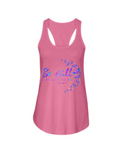 Load image into Gallery viewer, Be Still And Know That I Am God Purple Dragonfly Ladies Flowy Tank