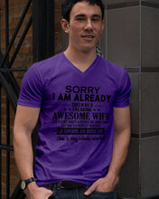 Load image into Gallery viewer, I Am Already Taken By A Freaking Awesome Wife Guys V-Neck