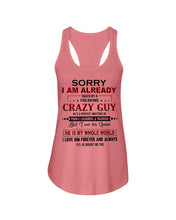 Load image into Gallery viewer, I'm Already Taken By A Freaking Crazy Guy Ladies Flowy Tank