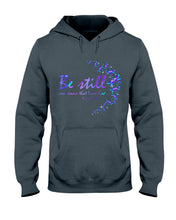 Load image into Gallery viewer, Be Still And Know That I Am God Purple Dragonfly Hoodie