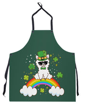 Load image into Gallery viewer, Llama Sitting On Rainbow Clovers St Patrick's Day Gift Apron