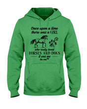Load image into Gallery viewer, There Was A Girl Who Really Loved Horses And Dogs Hoodie
