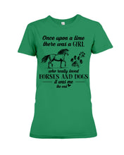 Load image into Gallery viewer, There Was A Girl Who Really Loved Horses And Dogs Ladies Tee