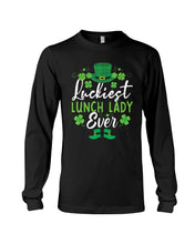 Load image into Gallery viewer, Emerald Green Top Hat And Boot Luckiest Lunch Lady Ever St Patrick's Day Gift Unisex Long Sleeve