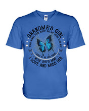 Load image into Gallery viewer, Blue Butterfly Gift For Angel Grandma Your Wings Were Ready Guys V-Neck