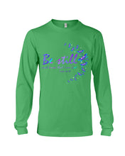 Load image into Gallery viewer, Be Still And Know That I Am God Purple Dragonfly Unisex Long Sleeve