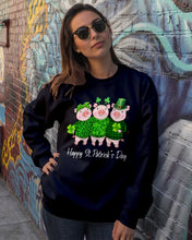 Load image into Gallery viewer, Pig Wear Plaid Shirt And Top Hat St Patrick's Day Gift Sweatshirt