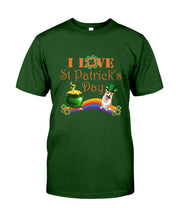 Load image into Gallery viewer, Corgi Sitting On Rainbow I Love St Patrick's Day Gift For Dog Lovers Guys Tee
