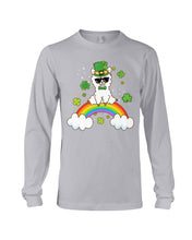 Load image into Gallery viewer, Llama Sitting On Rainbow Clovers St Patrick's Day Gift Unisex Long Sleeve