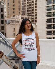 Load image into Gallery viewer, I'm Already Taken By A Freaking Crazy Guy Ladies Flowy Tank