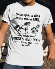 Load image into Gallery viewer, There Was A Girl Who Really Loved Horses And Dogs Guys Tee