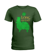 Load image into Gallery viewer, Pomeranian Long On Luck Green St. Patrick's Day Printed Mug Ladies Tee
