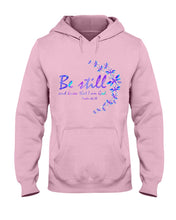 Load image into Gallery viewer, Be Still And Know That I Am God Purple Dragonfly Hoodie