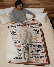 Load image into Gallery viewer, Papa Gift For Grandson Lion When Life Tries To Knock You Down Sherpa Blanket
