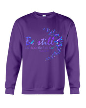 Load image into Gallery viewer, Be Still And Know That I Am God Purple Dragonfly Sweatshirt
