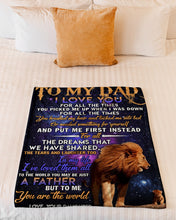 Load image into Gallery viewer, Daughter Gift For Dad Galaxy Lion To Me You Are The World Fleece Blanket
