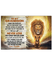 Load image into Gallery viewer, Lion Grandpa Gift For Grandson I Want You Believe Deep In Your Heart Horizontal Poster
