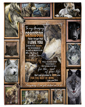 Load image into Gallery viewer, Grandpa Gift For Grandson Wolf The Rest Of Mine Fleece Blanket
