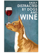 Load image into Gallery viewer, Basenji Dog And Red Wine Blue Background Gift For Dog Lovers Vertical Poster
