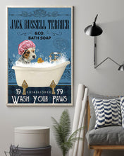 Load image into Gallery viewer, Jack Russell Terrier Co Bath Soap Wash You Paws Gift For Dog Lovers Vertical Poster
