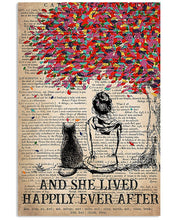 Load image into Gallery viewer, Cat And She Sitting Under Colorful Tree Lived Happily Ever After Vertical Poster
