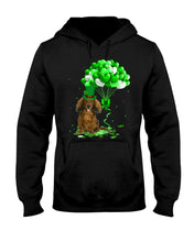 Load image into Gallery viewer, Red Long Haired Dachshund Patrick Balloons St. Patrick's Day Color Changing Mug Hoodie
