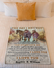 Load image into Gallery viewer, Custom Name Gift For Life Partner Cowboy The Day I Met You Fleece Blanket
