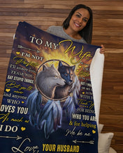 Load image into Gallery viewer, I'm Not Perfect Black And White Wolves Gift For Wife Sherpa Blanket
