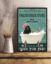 Load image into Gallery viewer, Black English Cocker Spaniel Co Bath Soap Wash You Paws Gift For Dog Lovers Vertical Poster
