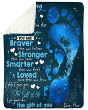Load image into Gallery viewer, Blue Footprints Gift For Son Loved More Than You Know Sherpa Blanket
