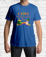 Load image into Gallery viewer, Corgi Sitting On Rainbow I Love St Patrick's Day Gift For Dog Lovers Guys Tee
