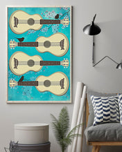 Load image into Gallery viewer, Ukulele Tropical Art Blue Background Meaningful Gift Vertical Poster
