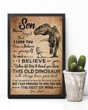 Load image into Gallery viewer, Dad Gift For Son T Rex Believe In Yourself Vertical Poster
