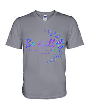 Load image into Gallery viewer, Be Still And Know That I Am God Purple Dragonfly Guys V-Neck
