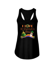 Load image into Gallery viewer, Corgi Sitting On Rainbow I Love St Patrick's Day Gift For Dog Lovers Ladies Flowy Tank
