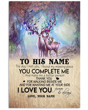 Load image into Gallery viewer, You Complete Me Deer Spring Vibe Custom Name Gift For Husband Vertical Poster
