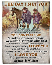 Load image into Gallery viewer, Custom Name Gift For Life Partner Cowboy The Day I Met You Fleece Blanket
