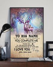 Load image into Gallery viewer, You Complete Me Deer Spring Vibe Custom Name Gift For Husband Vertical Poster
