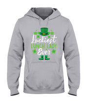 Load image into Gallery viewer, Emerald Green Top Hat And Boot Luckiest Lunch Lady Ever St Patrick's Day Gift Hoodie
