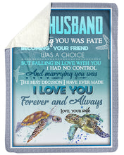 Load image into Gallery viewer, Sea Turtles Falling In Love With You Gift For Husband Sherpa Blanket
