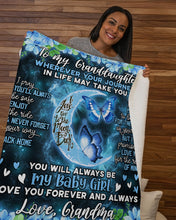 Load image into Gallery viewer, Blue Flower Enjoy The Ride Grandma Gift For Granddaughter Sherpa Blanket

