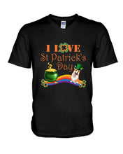 Load image into Gallery viewer, Corgi Sitting On Rainbow I Love St Patrick's Day Gift For Dog Lovers Guys V-Neck
