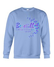 Load image into Gallery viewer, Be Still And Know That I Am God Purple Dragonfly Sweatshirt
