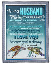 Load image into Gallery viewer, Sea Turtles Falling In Love With You Gift For Husband Fleece Blanket

