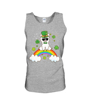 Load image into Gallery viewer, Llama Sitting On Rainbow Clovers St Patrick's Day Gift Unisex Tank Top
