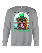 Load image into Gallery viewer, Funny Rottweiler With Green Top Hat St Patrick's Day Gift For Dog Lovers Sweatshirt
