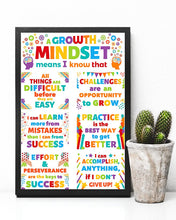 Load image into Gallery viewer, Growth Mindset Means I Know That All Things Difficult Colorful Gift For Teacher Vertical Poster
