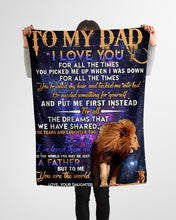 Load image into Gallery viewer, Daughter Gift For Dad Galaxy Lion To Me You Are The World Fleece Blanket
