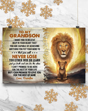 Load image into Gallery viewer, Lion Grandpa Gift For Grandson I Want You Believe Deep In Your Heart Horizontal Poster
